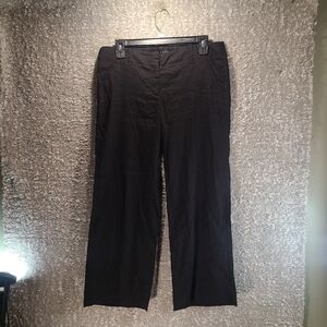 Theory Women's Size 8 Black Cropped Trousers Linen Blend Pants MARCUS C